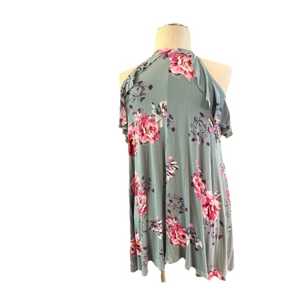 Pomelo Tank Top Womens Large Gray Floral Sleeveless Ruffle Pullover Outdoor - Picture 5 of 8